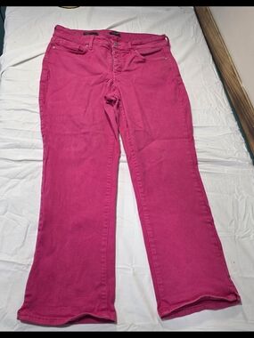NYDJ Hot Pink Marilyn Straight Jeans Size 12